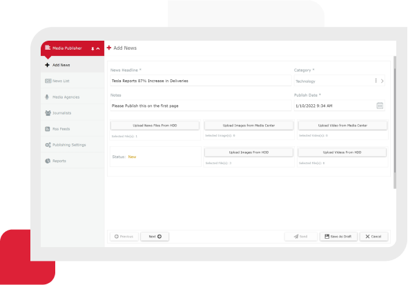 Press Release Creator Tool Tool to help editors and public relations managers write their news, edit their press releases, and add images to their release