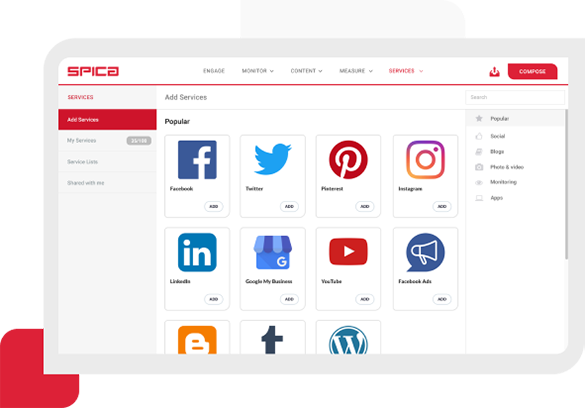 Image of a unified social media management dashboard that helps you manage all of your social media accounts and post on all of them